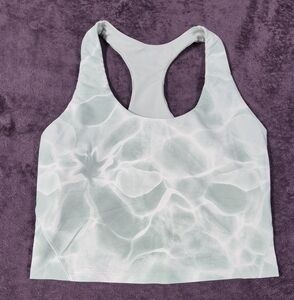 Calia Blue White Water Color Marbled Energize Crop Sports Bra Tank Size Medium